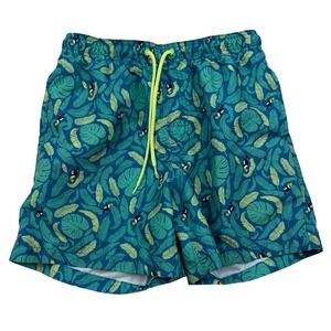 Tropical Toucan Swim Trunks Palm Leaf Beach Shorts Summer Vacation Teal Size M